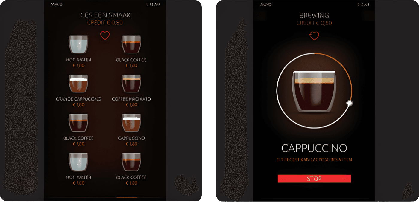 OptiFresh touch screen menu